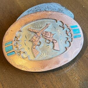 Vtg Johnson Held Hand Made Cowboy Belt Buckle